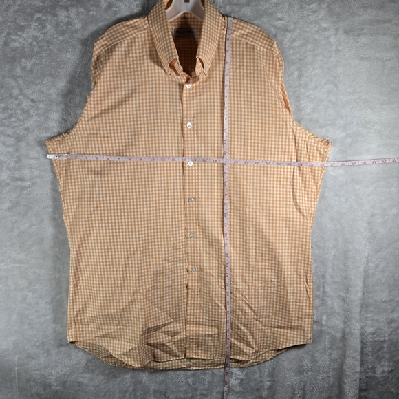 Turnbull & Asser Orange Checkered Collared Button Down Mens Size 43 17 Cotton - Picture 7 of 11